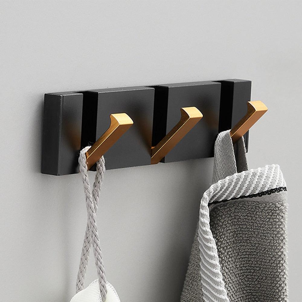 Lisslune | Modern Black Gold Compact Folding Towel Holder