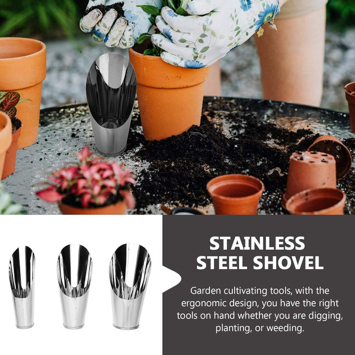 Lisslune | Stainless Steel Scoop for Potting Soil – Robust Planting Scoop for Garden and Balcony