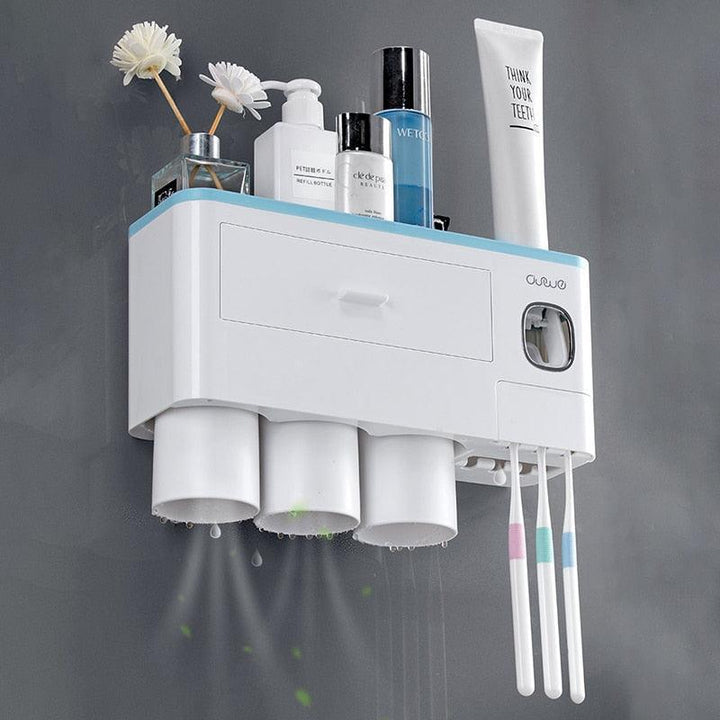 Lisslune | All-in-One Bathroom Organization Set: Toothbrush Holder, Toothpaste Dispenser and more