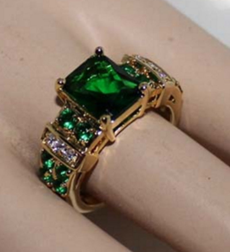 Lisslune | Fashion Exquisite Luxury Popular Shiny Green High Quality Zircon Wedding Ring