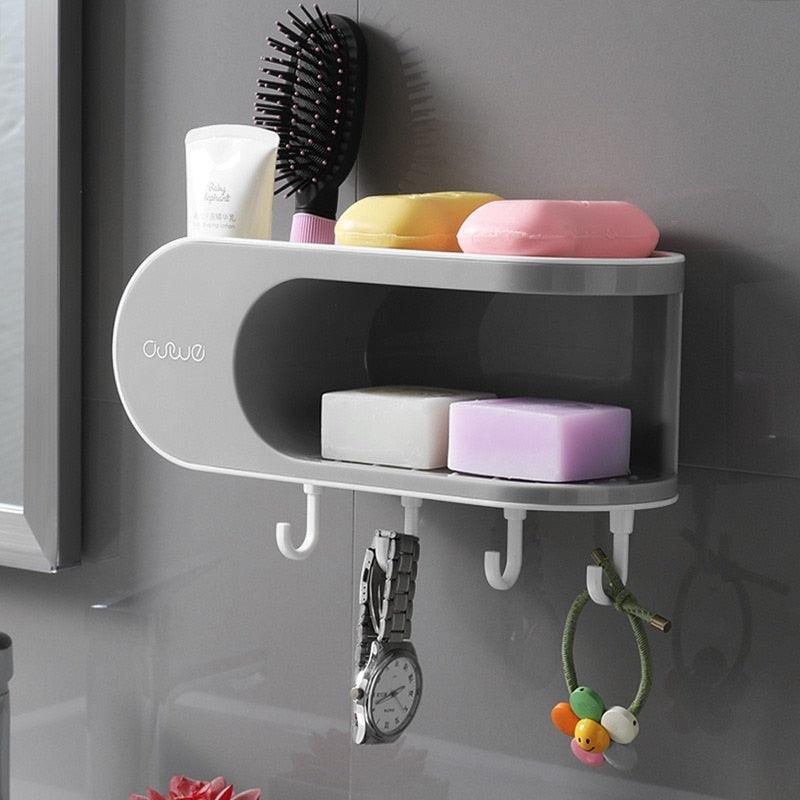 Lisslune | Elegant Nordic Soap Dish with Hook - Drill-Free Bathroom Organizer