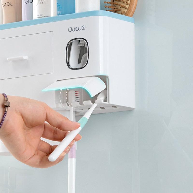 Lisslune | All-in-One Bathroom Organization Set: Toothbrush Holder, Toothpaste Dispenser and more