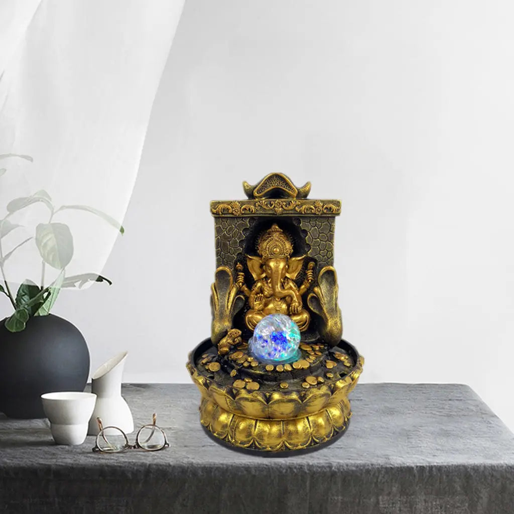 Lisslune | Stunning Ganesha Statue with LED Inner Water Source