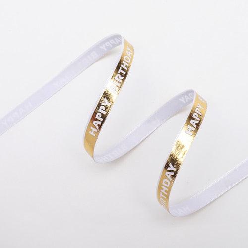 Lisslune | Luxurious Gold Bar Design Ribbon - 1 cm wide, 45 Yards for exquisite crafting and gift wrapping