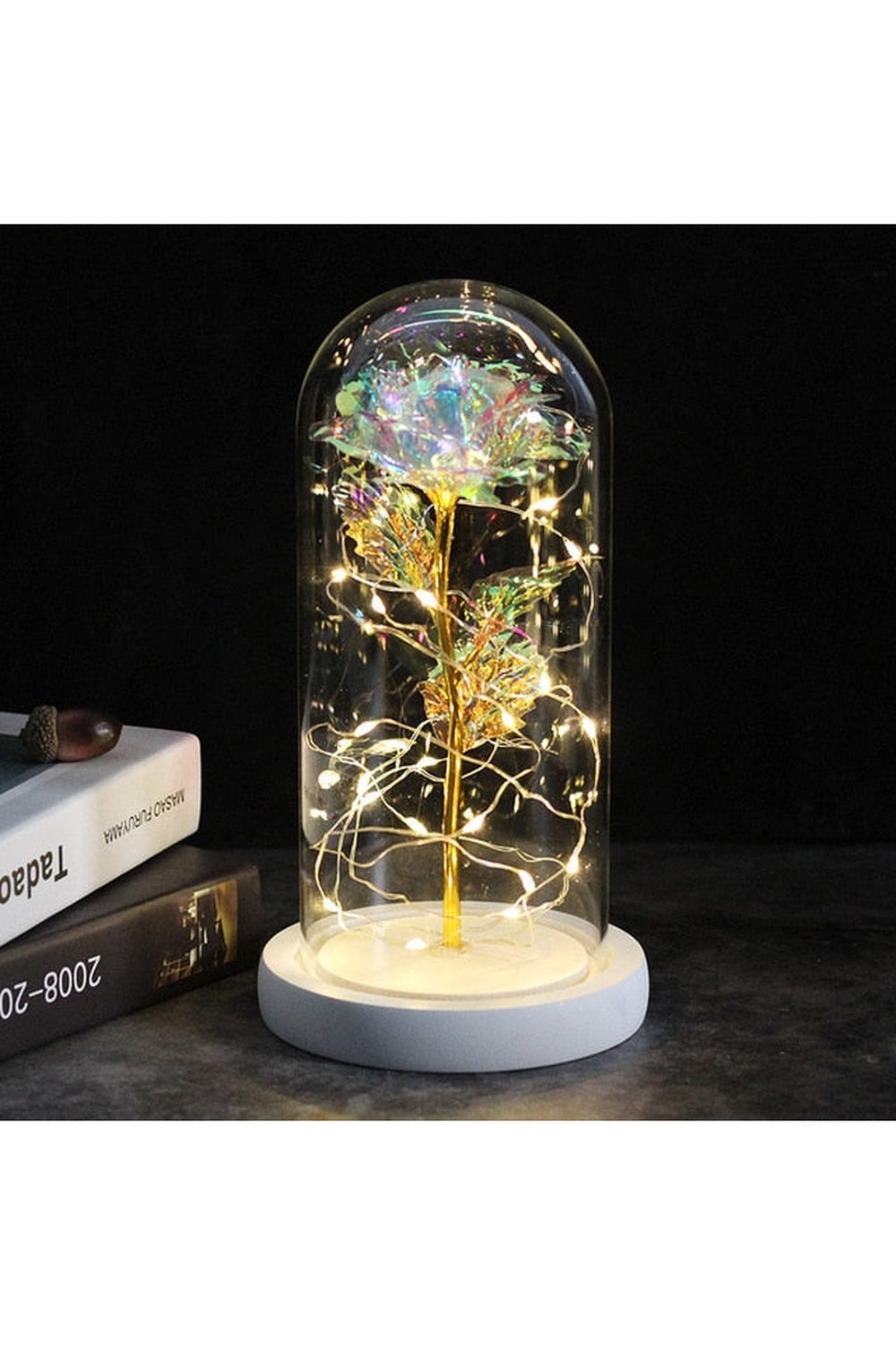 Lisslune | illuminated enchanted rose lamp