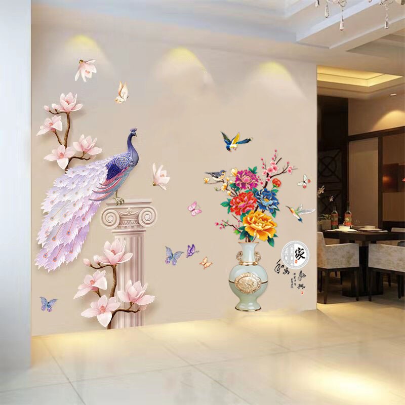 Lisslune | 3D Peacock Flower Style Wall Sticker