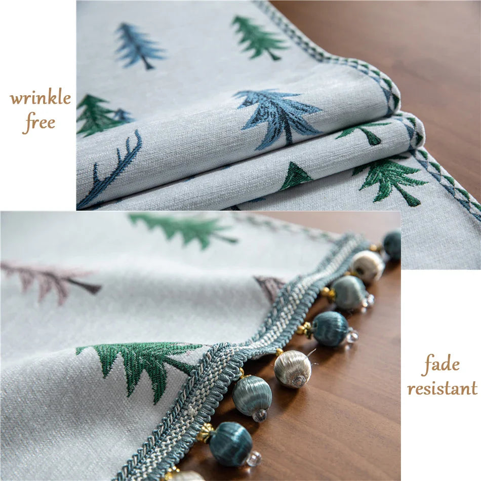 Rynx | Christmas Chenille Tassel Table Runner, Cotton-Linen Thick Fabric Table Decoration, Dining Room Restaurant Modern Decoration Supplies