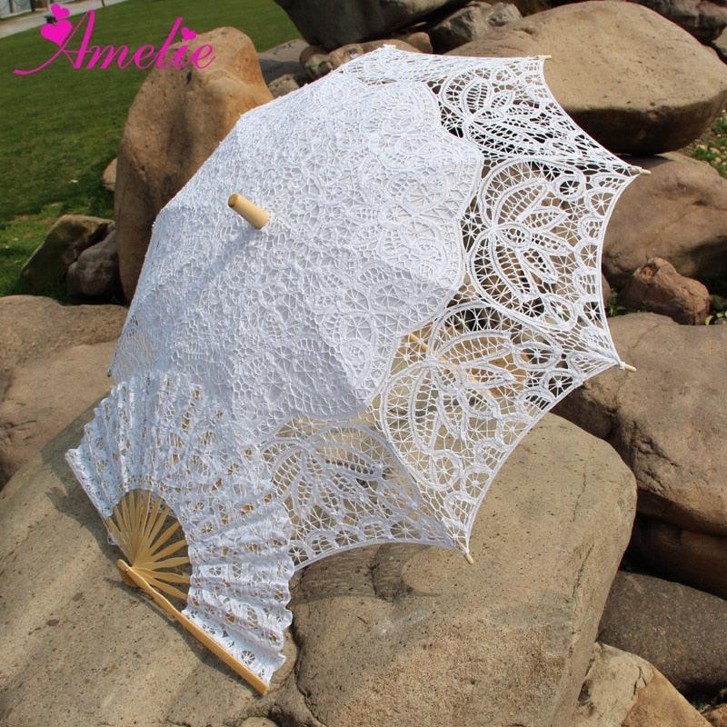 Lisslune | Victorian Elegance Bottle Umbrella and Fan Set: Handmade Timeless Beauty