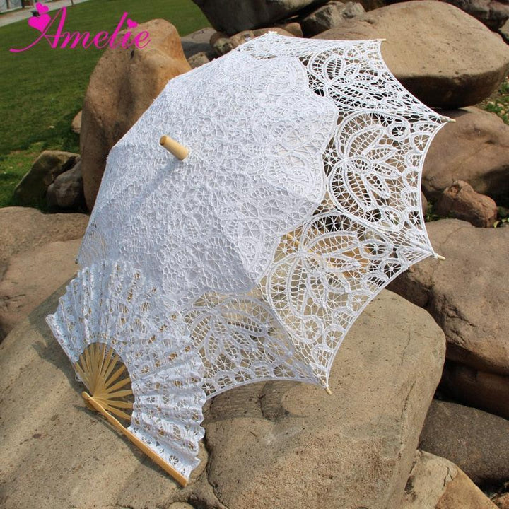 Lisslune | Victorian Elegance Bottle Umbrella and Fan Set: Handmade Timeless Beauty