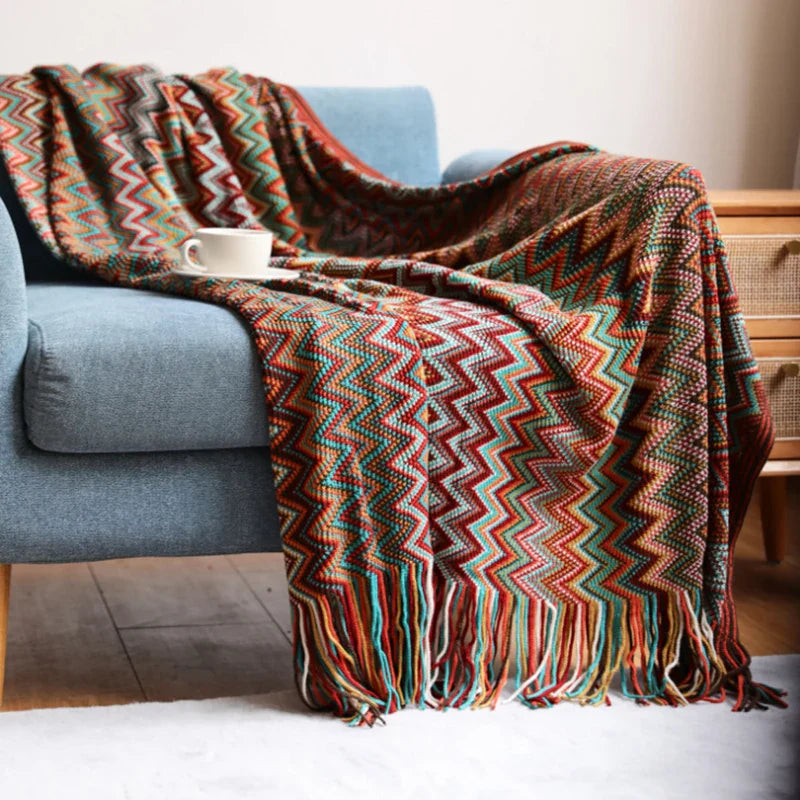 Lisslune | Chevron Knit Throw Blanket