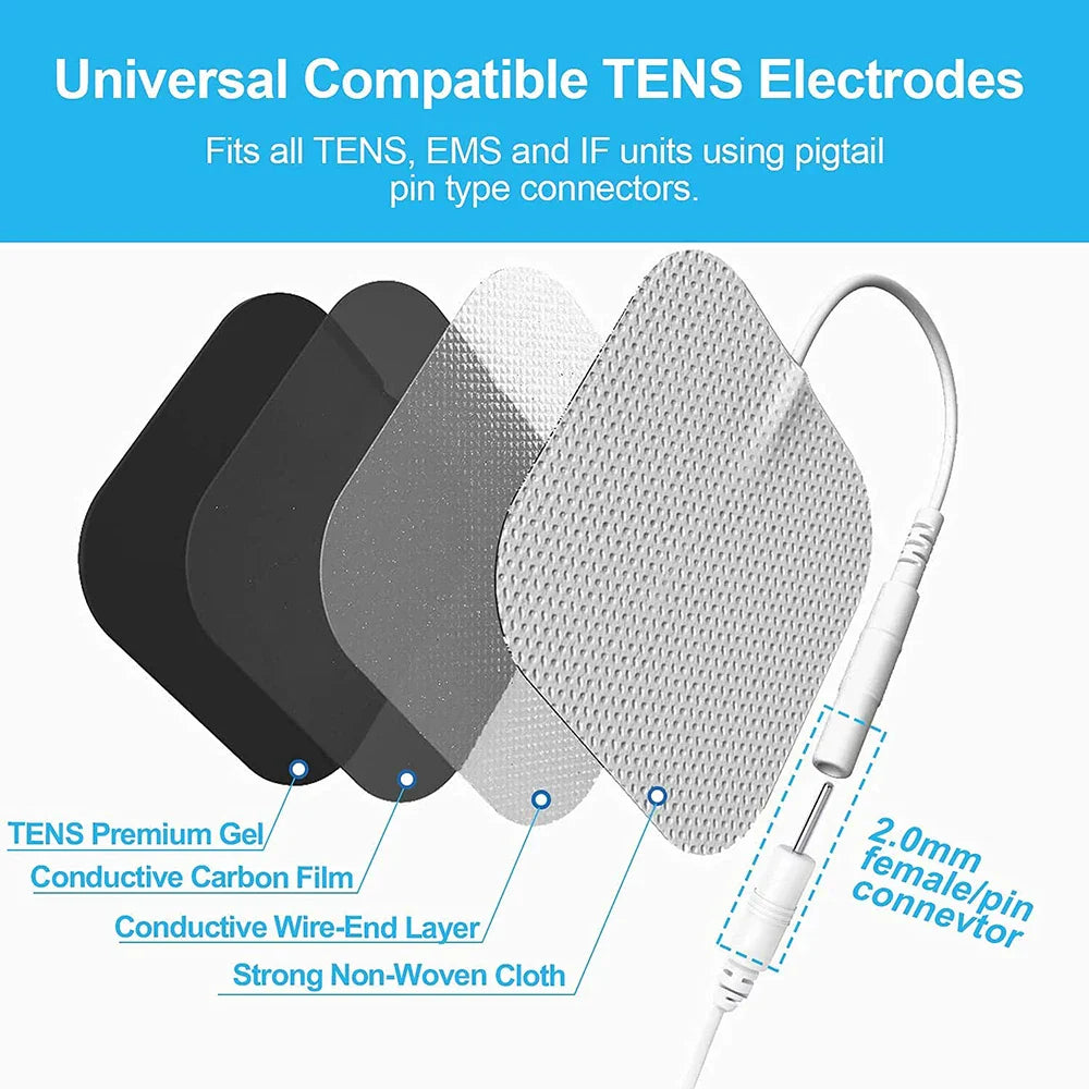 Lisslune | Therapeutic TENS Electrode Pads with Conductive Gel - Muscle Stimulator Massage Patches for Physiotherapy Relief & Pressure Pulse Therapy