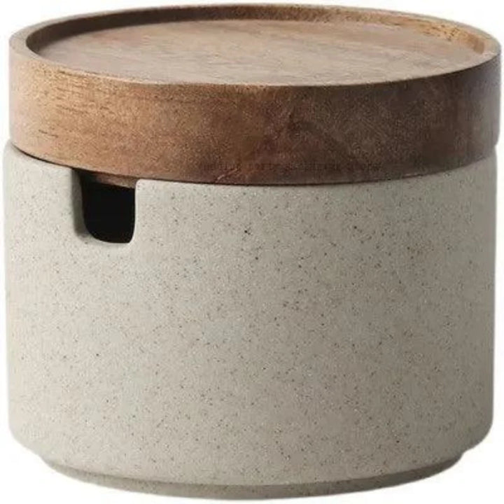 Lisslune | Vintage Japanese Ceramic Spice Storage Set with Acacia Wood Tray