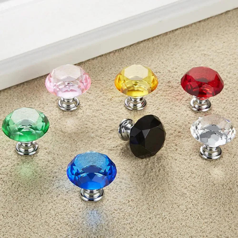 Lisslune | Elegant 30mm Diamond Crystal Glass Cabinet and Drawer Handles for a Glamorous Touch