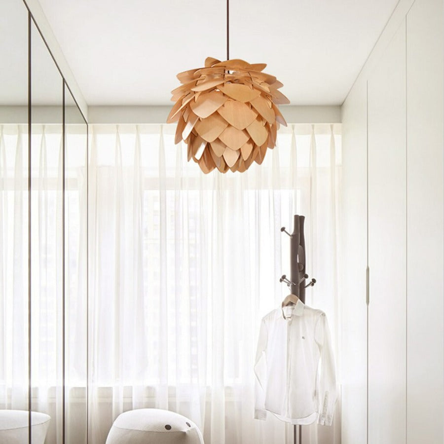 Lisslune | Handcrafted Wooden Pine Cone Pendant Light