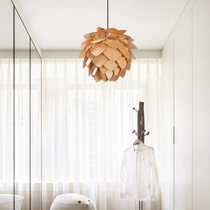 Lisslune | Handcrafted Wooden Pine Cone Pendant Light