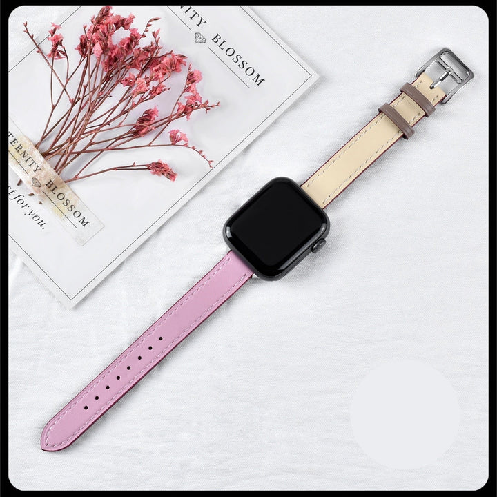 Lisslune | Leather strap for Apple Watch 42mm 38mm Series 3 4 5 6 SE 7 41MM 45MM
