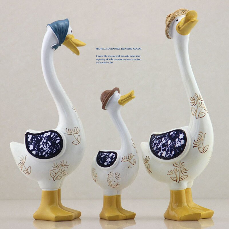 Lisslune | 3Pcs Resin American Style Duck Table Decor