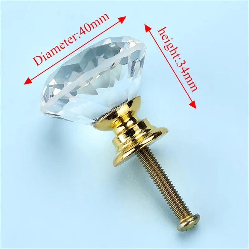 Lisslune | Luxurious diamond-shaped glass knobs with elegant gold accents to enhance home decor