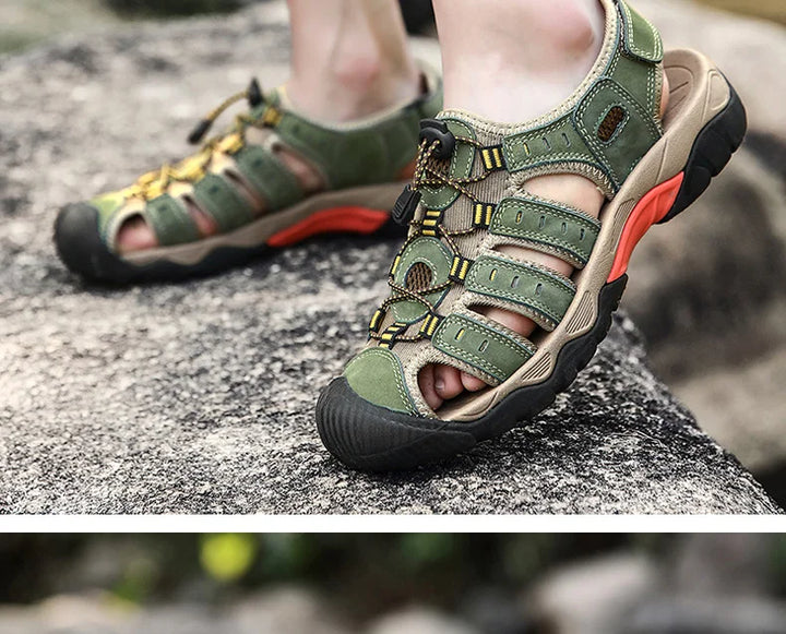 Lisslune | Summer Men's Outdoor Sandals Beach Shoes Genuine Leather Trekking Hiking