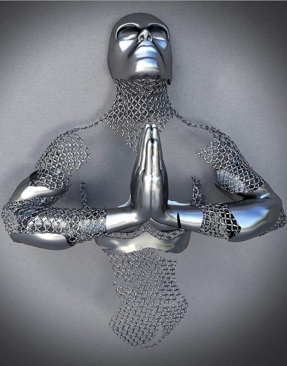 Lisslune | Metal Figure Statues Styles Abstract Canvas Painting Couples Wall Art Love Sculpture Poster Print Home Decor Living Room Gifts