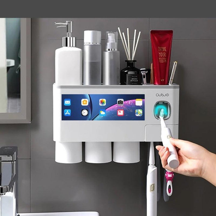 Lisslune | All-in-One Bathroom Organization Set: Toothbrush Holder, Toothpaste Dispenser and more