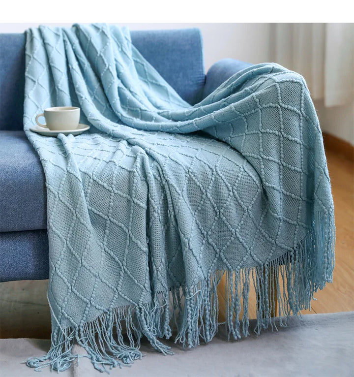 Lisslune | purple diamond knit blanket