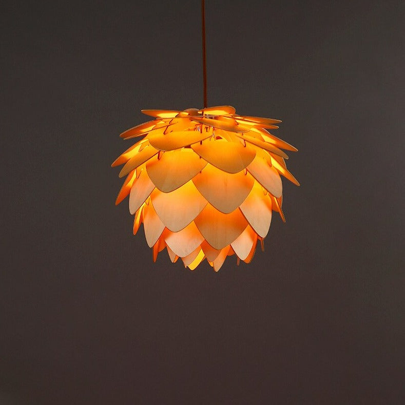 Lisslune | Handcrafted Wooden Pine Cone Pendant Light