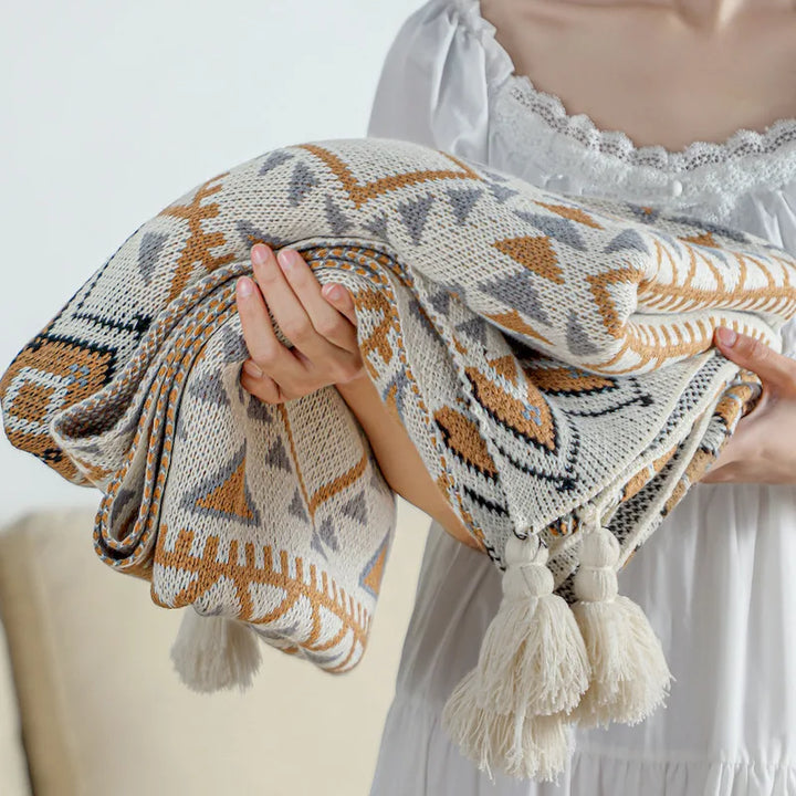 Rynx | Textile City Navajo Sun Blanket Knitted Bohemian Air Conditioning Throw Blanket Living Room Sofa Cover Winter Decoration Bedspread