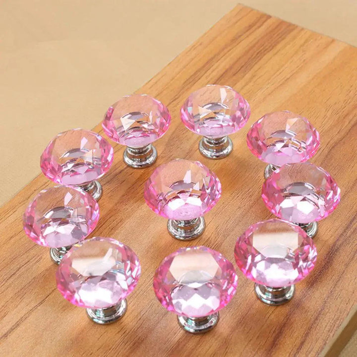 Lisslune | Elegant 30mm Diamond Crystal Glass Cabinet and Drawer Handles for a Glamorous Touch