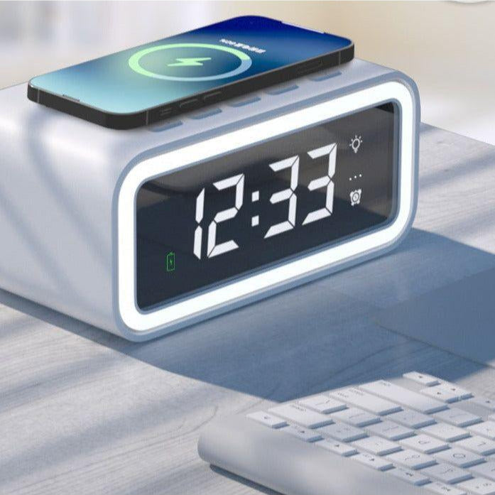 Lisslune | 2-in-1 Alarm Clock with Wireless Charger – Digital LED Display | Qi-Compatible