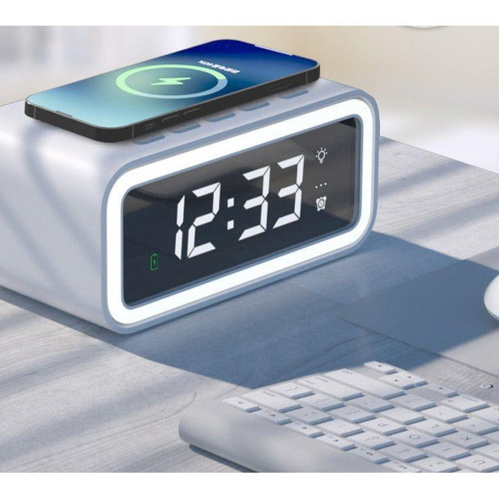Lisslune | MultiTime 2-in-1 Digital Alarm Clock with Wireless Qi Charging – LED Display & Snooze Function