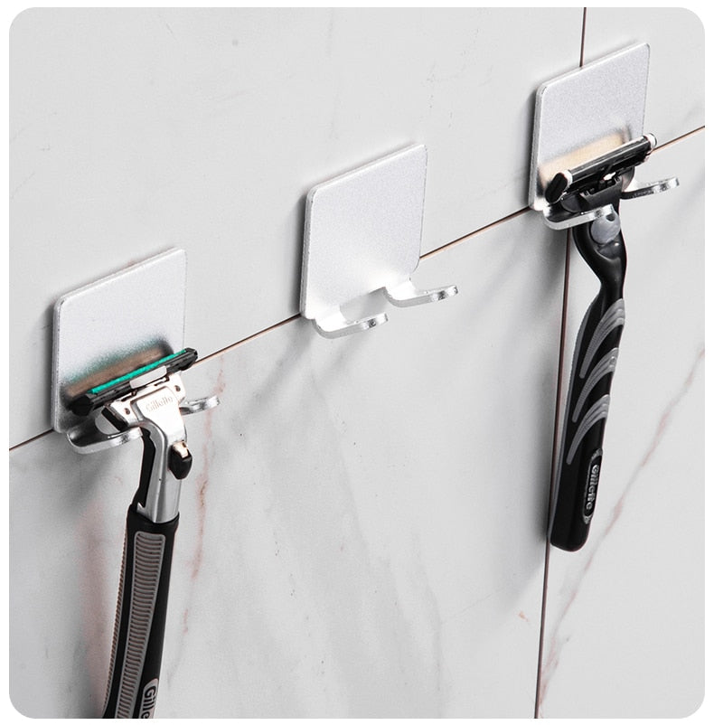 Lisslune | Punch-free Razor Holder Storage Hook (1/2/3 Pieces) - Wall Mounted Men's Razor Shelf for the Bathroom