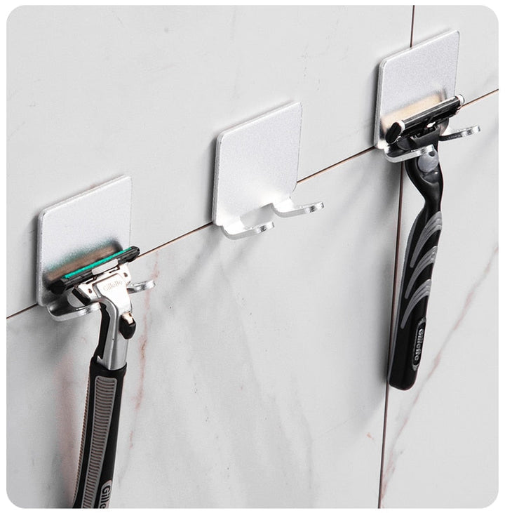 Lisslune | Punch-free Razor Holder Storage Hook (1/2/3 Pieces) - Wall Mounted Men's Razor Shelf for the Bathroom