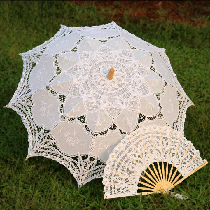 Lisslune | Victorian Elegance Bottle Umbrella and Fan Set: Handmade Timeless Beauty