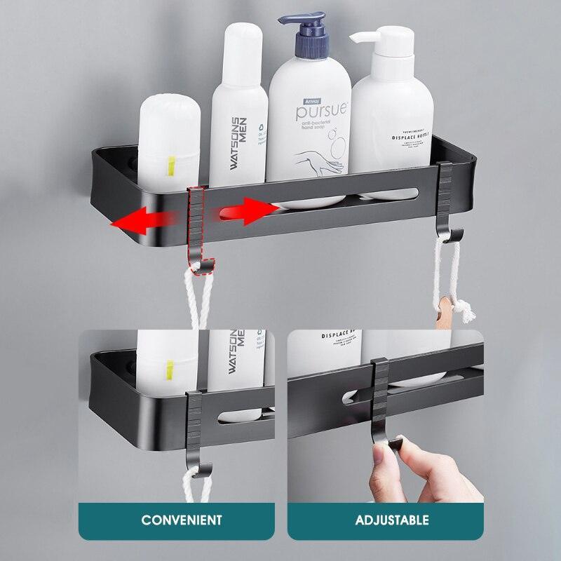 Lisslune | Stylish Wall-Mounted Bathroom Organizer in Premium Space Aluminum: A Luxury Storage Solution