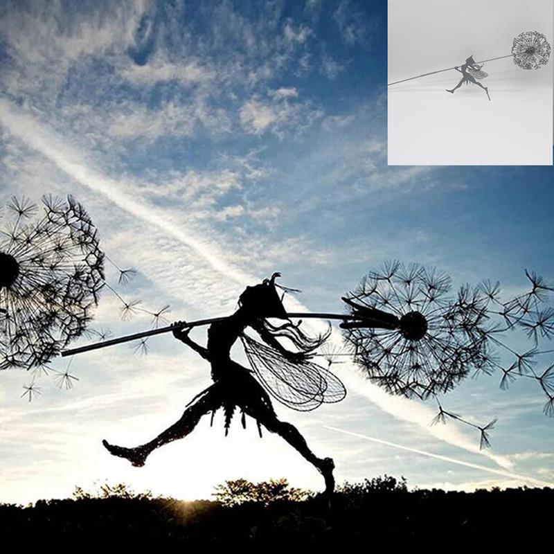 Lisslune | Fairies and Dandelions Dancing Together Sculpture for Outdoor Garden