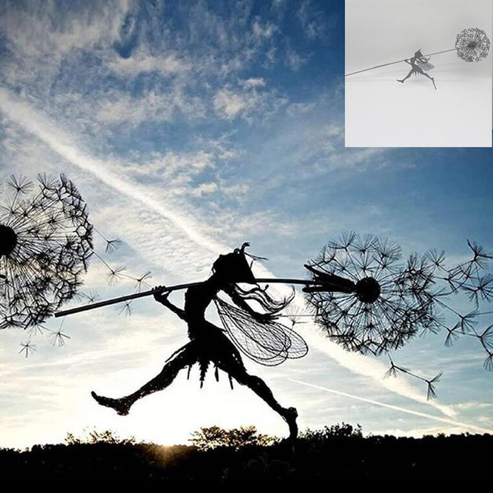 Lisslune | Fairies and Dandelions Dancing Together Sculpture for Outdoor Garden