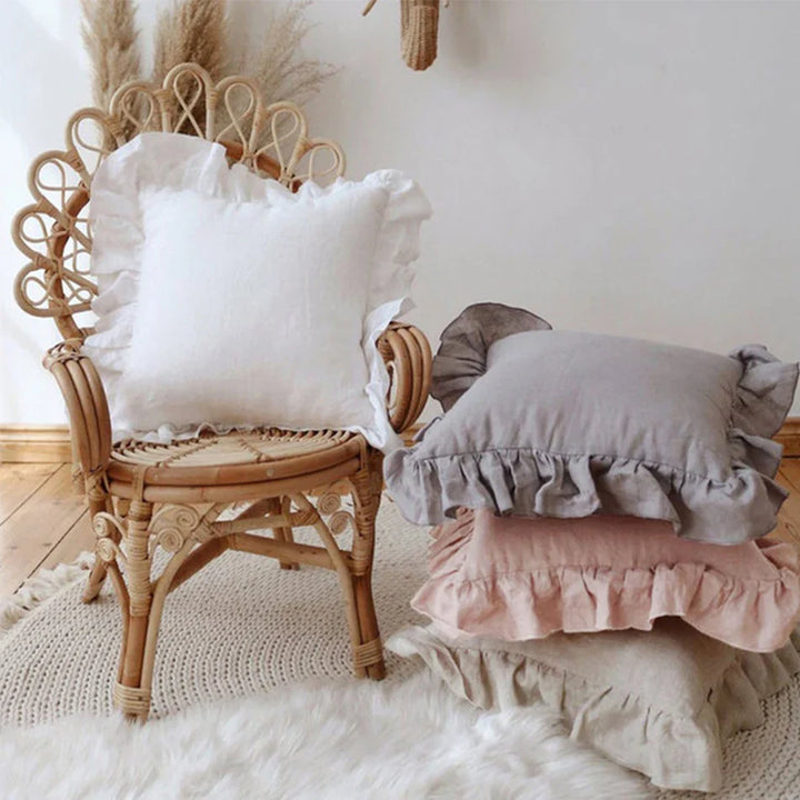 Rynx | 100% Linen Ruffle Cushion Covers, Soft and Comfortable Pillow Covers, Home Decor Sofa Cushions, Living Room Couch Ornament