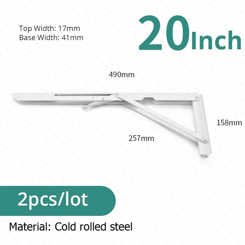 Lisslune | 2-piece set collapsible shelf brackets, heavy-duty, made of stainless steel for tables, motorhomes and space-saving