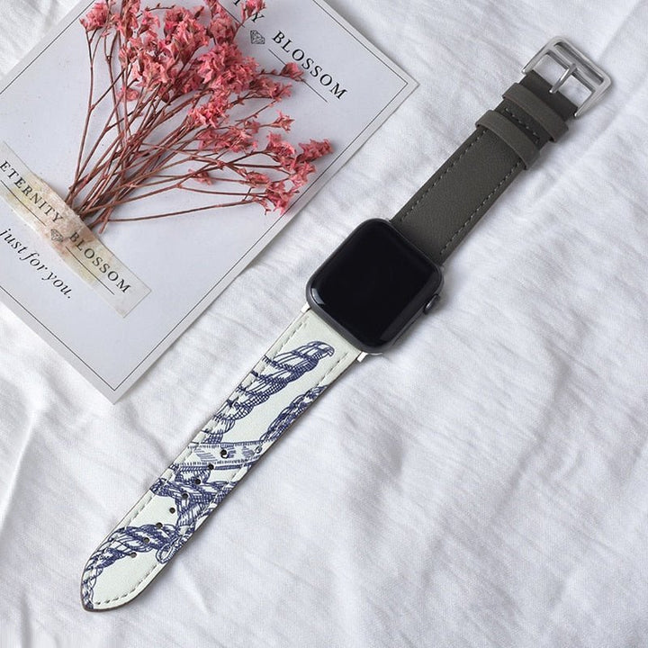 Lisslune | Leather strap for Apple Watch 42mm 38mm Series 3 4 5 6 SE 7 41MM 45MM