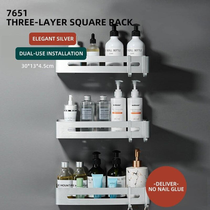 Lisslune | Stylish Wall-Mounted Bathroom Organizer in Premium Space Aluminum: A Luxury Storage Solution