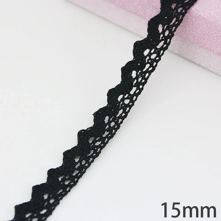 Rynx | (5 meters/roll) black lace fabric cotton embroidery trim DIY sewing handmade craft ribbons materials