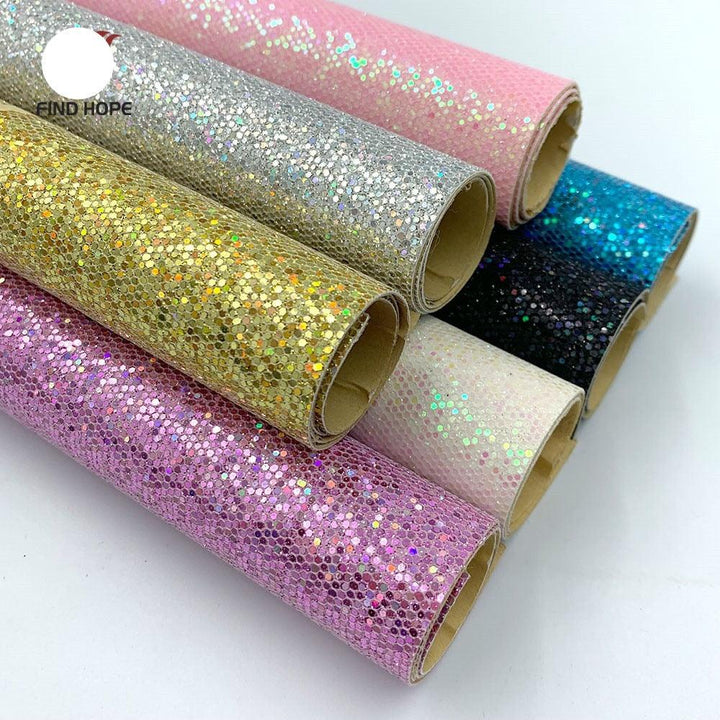 Lisslune | Sparkling Diamond Glitter Synthetic Leather Craft Sheets - Elevate your DIY projects