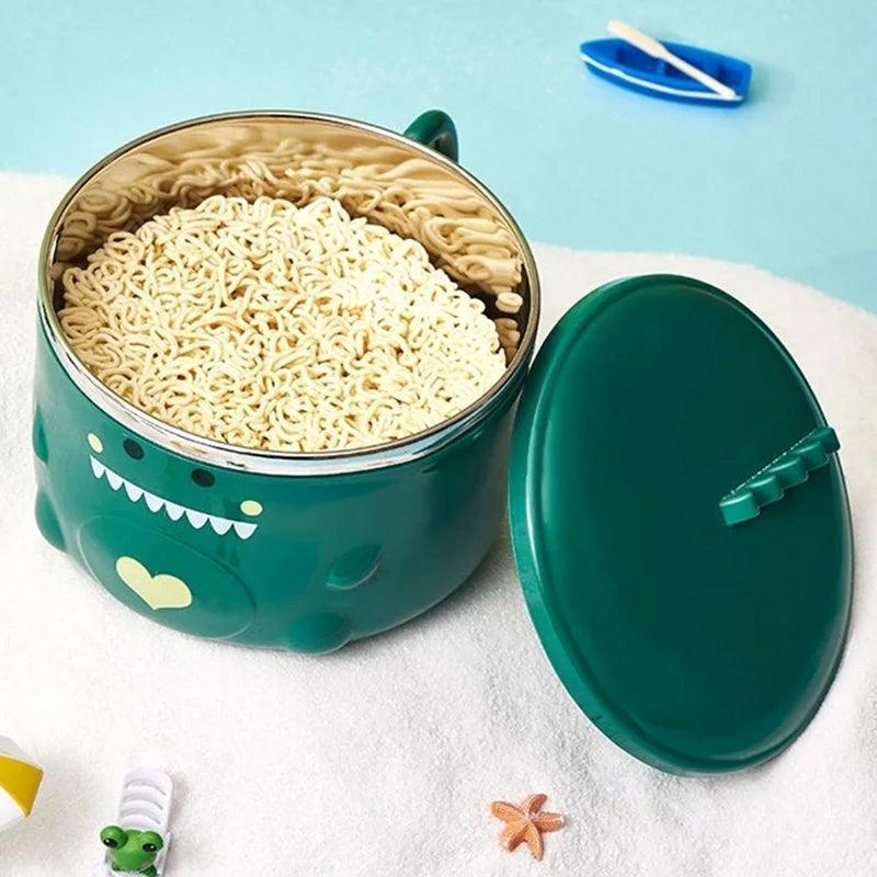 Lisslune | Dino-themed Stainless Steel Lunch Bowl Set - Fun Food Container for Kids