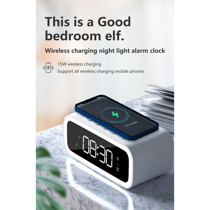 Lisslune | 2-in-1 Alarm Clock with Wireless Charger – Digital LED Display | Qi-Compatible
