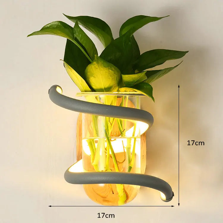 Lisslune | Nordic Unique Wooden Outdoor Wall Vase Lamp