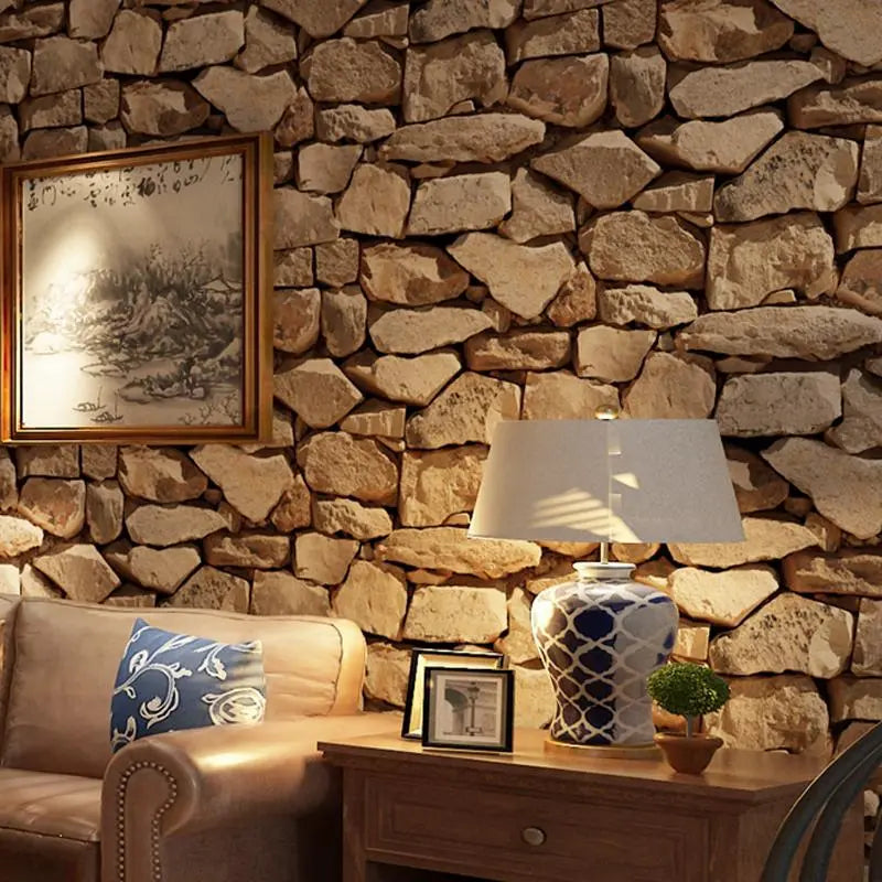 Lisslune | 3D Stone Pattern Retro Wallpaper