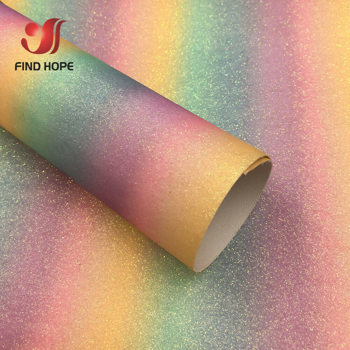 Lisslune | Glittery Rainbow Craft Fabric - 20x30cm Iridescent Art Supplies