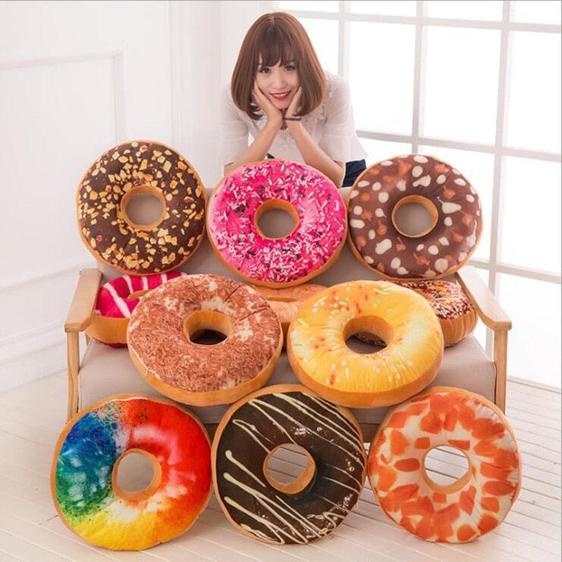 Lisslune | Delightful 12-piece 3D donut plush cushion collection for cozy comfort