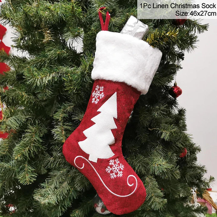 Rynx Knitted Christmas Stocking Socks Bag New Year's Gift Candy Bag Christmas Decorations For Home Xmas Tree Hanging Decorations Natal